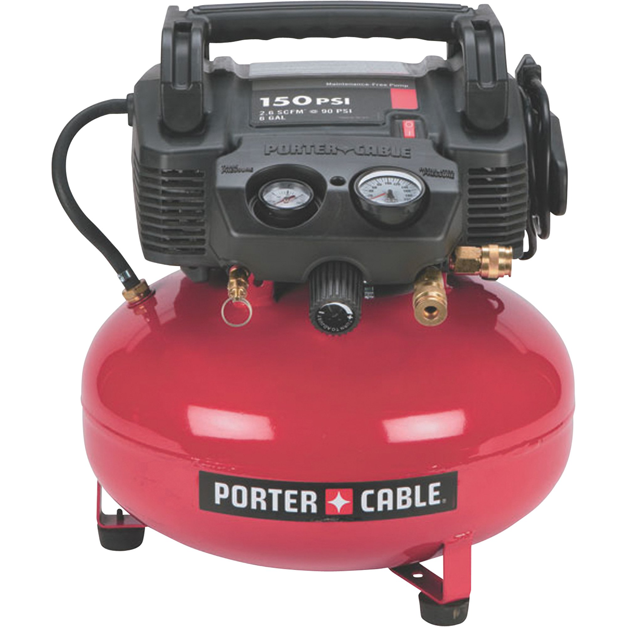 Porter Cable Oil-Free Pancake Air Compressor — 6 Gallon, 2.6 SCFM @ 90 PSI, Model# C2002
